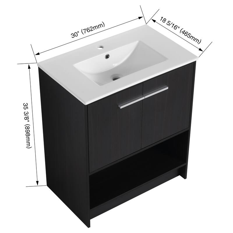 ARTCHIRLY 30/36 Inch Bathroom Vanity with Sink, Freestanding Bathroom Vanity with Soft Close Doors and Shelf
