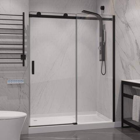 Rhodes 48 in. x 76 in. Frameless Sliding Shower Door in Brushed Nickel