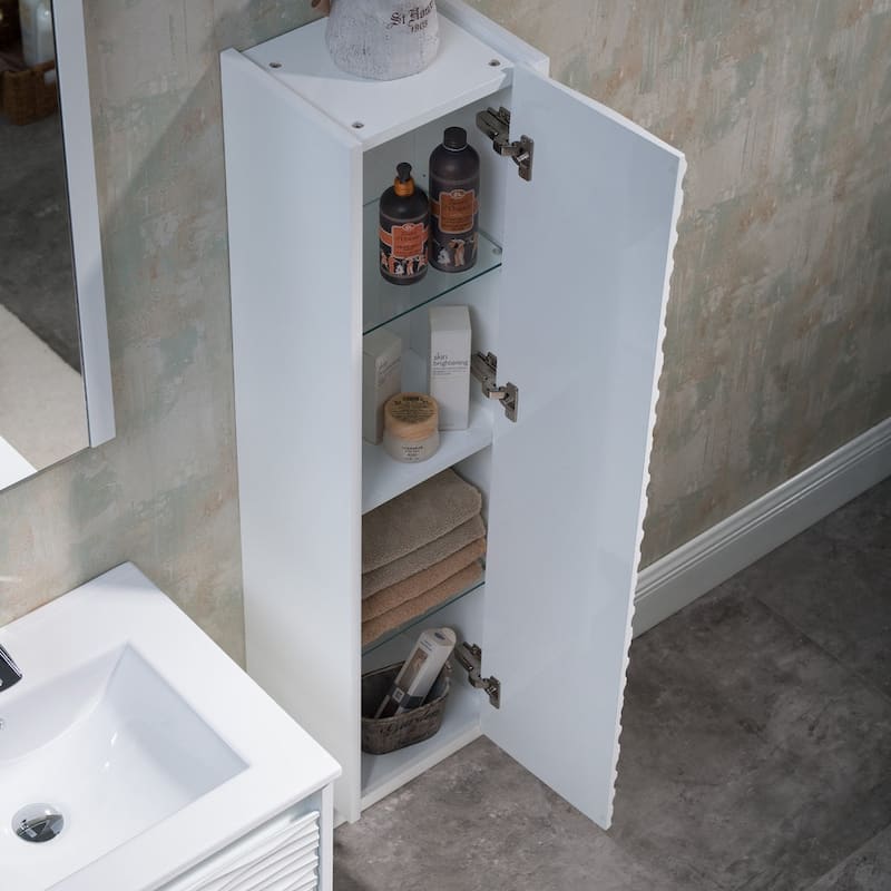 Blossom Contemporary Textured White Floating Bathroom Vanity Set