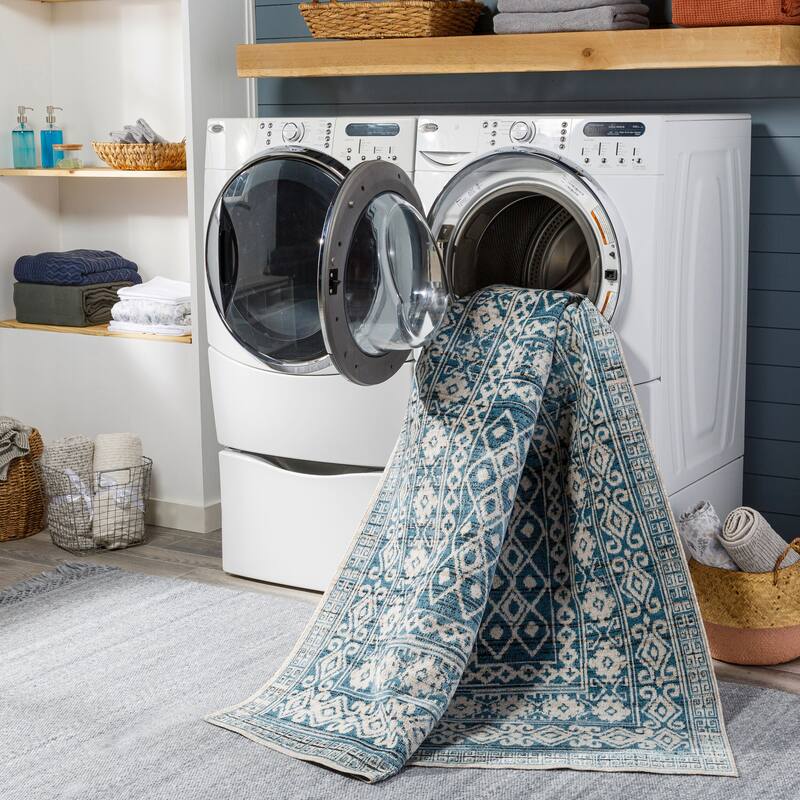 Livabliss Avonia Machine Washable Bohemian Floral Area Rug