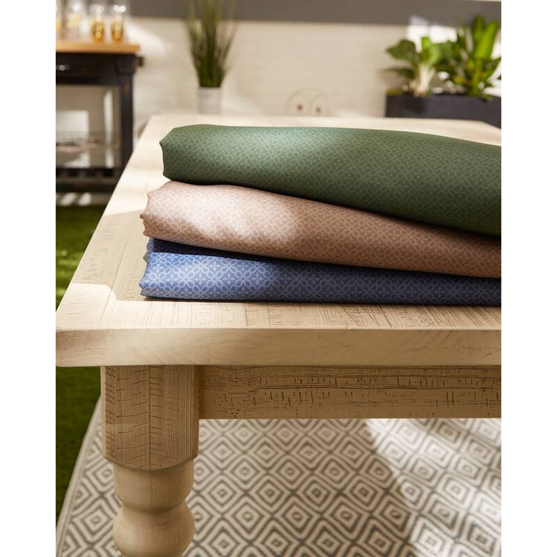 DII Stone Tonal Lattice Print Outdoor Tablecloth With Zipper 60 Round