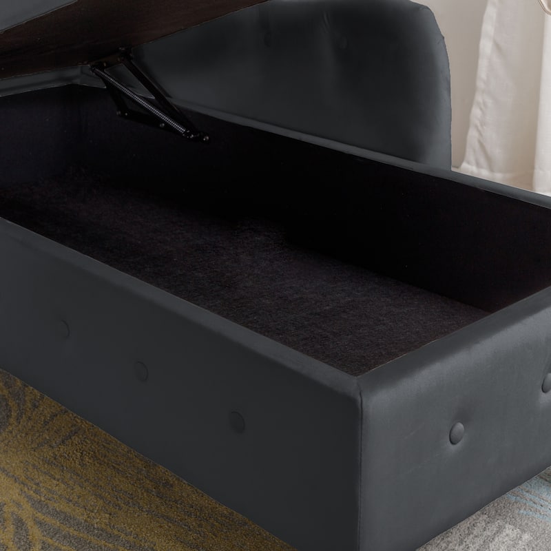 Kimberly Velvet Chaise Lounge with Storage and Pillow by GDFStudio - 58.26"L x27.9"W x 28.3"H