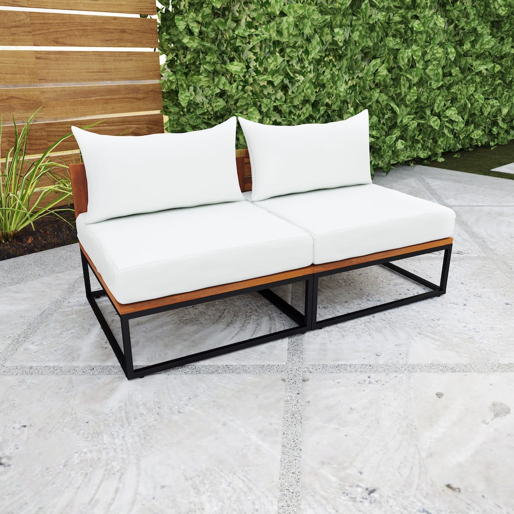 SEI Furniture Taradale Modular Outdoor Loveseat Club Chairs with Cushions and Deep Seating