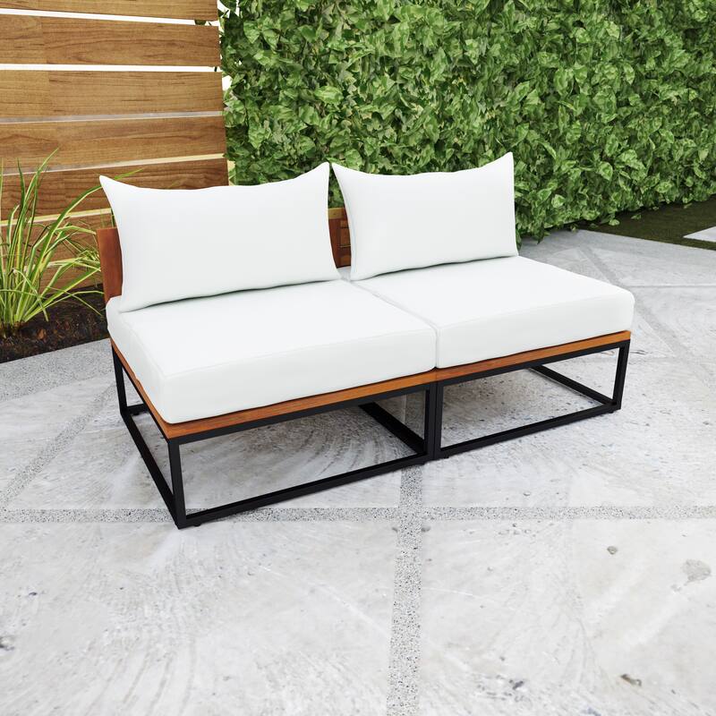 SEI Furniture Taradale Modular Outdoor Loveseat Club Chairs with Cushions and Deep Seating