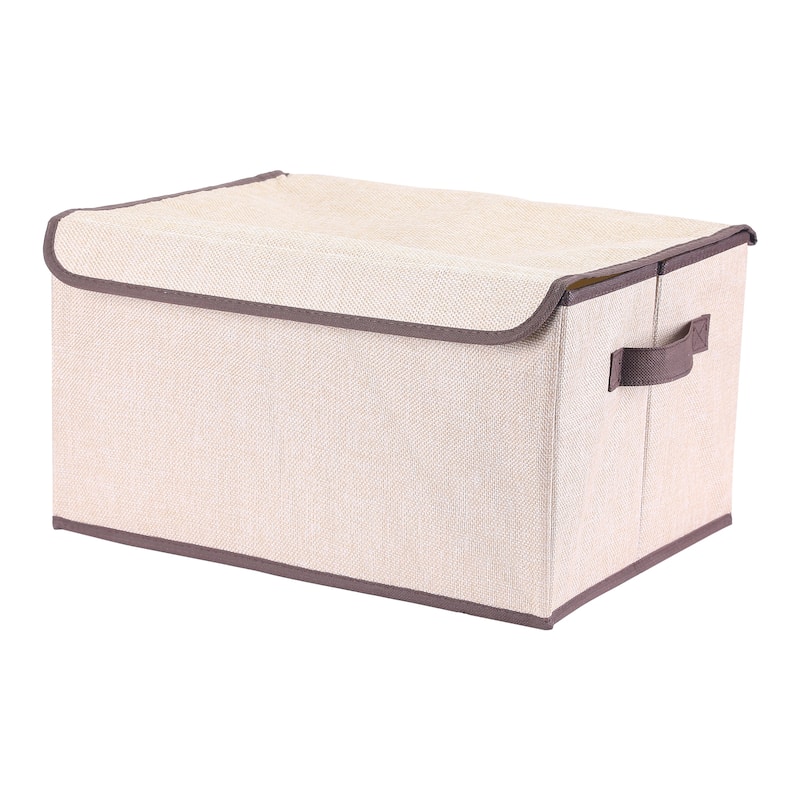 Fabric Storage Bin Cube with Handles and Lid for Shelves Closet, Collapsible Storage Basket for Organizing Clothes Books