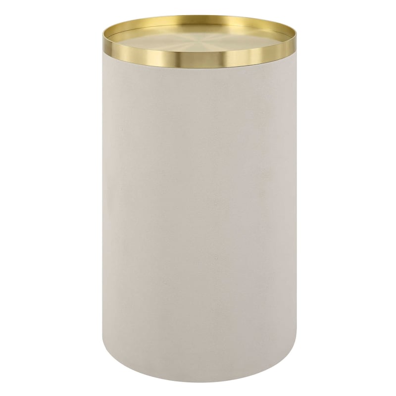Artificial Shagreen Base End Accent Table - 24" - White and Gold