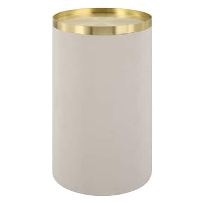 Artificial Shagreen Base End Accent Table - 24" - White and Gold