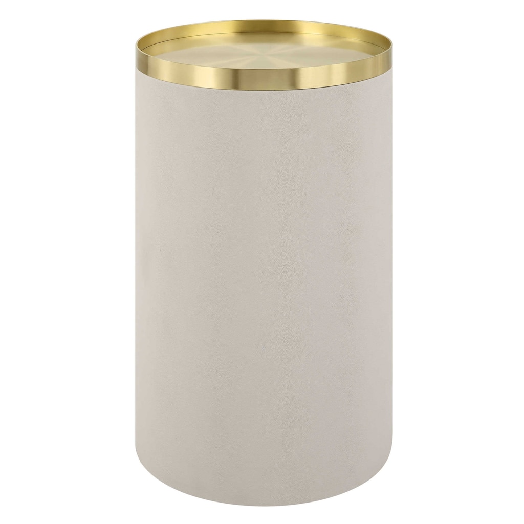 Artificial Shagreen Base End Accent Table - 24" - White and Gold