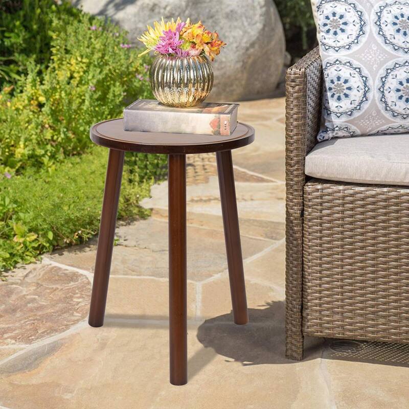 Wood Plant Stand Round Small Side Table Holder (set of 2)