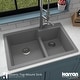 preview thumbnail 42 of 60, Karran 33" Top Mount Large/Small Bowl Quartz Kitchen Sink Kit - 33" x 22" x 9"