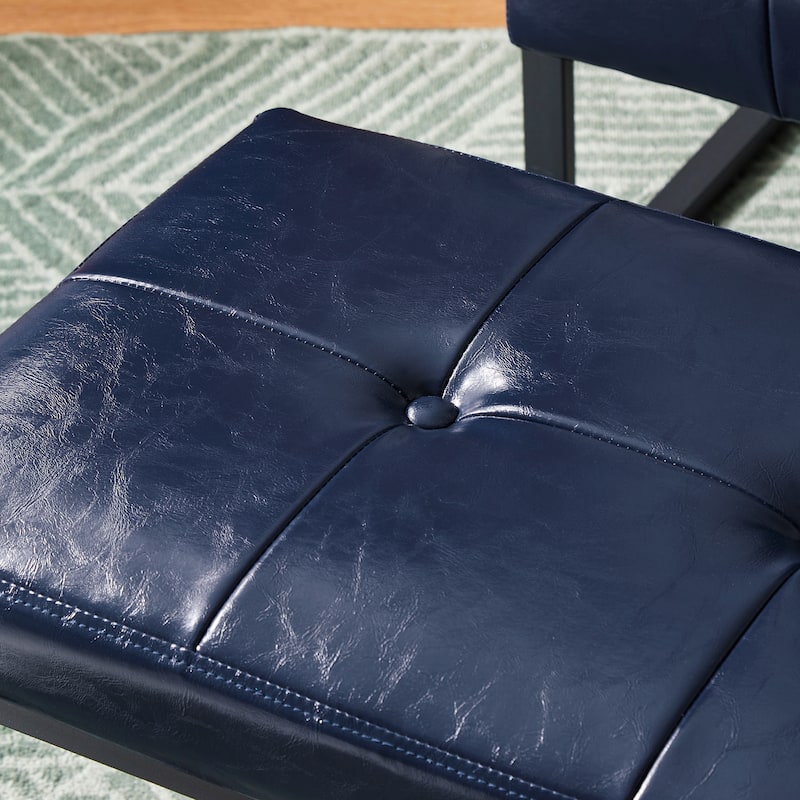 Glitzhome Set of 2 24"W Modern PU Leather Button-tufted Ottoman Foot stool