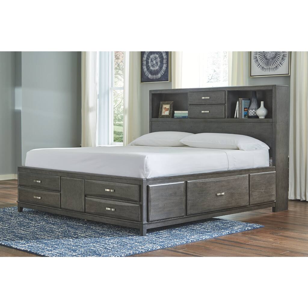 Caitbrook King Storage Bed - Grey - Overstock - 29298026