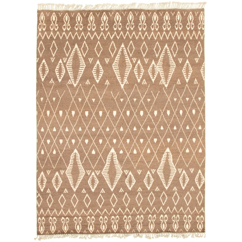 ECARPETGALLERY Hand-knotted Pak Finest Marrakesh Brown Wool Rug - 7'9 x 10'3