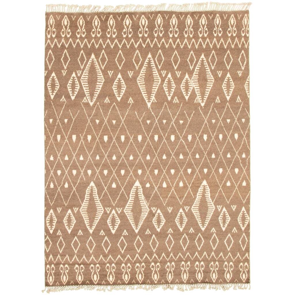 ECARPETGALLERY Hand-knotted Pak Finest Marrakesh Brown Wool Rug - 7'9 x 10'3