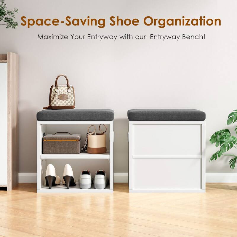 Small Shoe Bench for Entrywaywith Cushion Shoe Bench with Storage and Seating