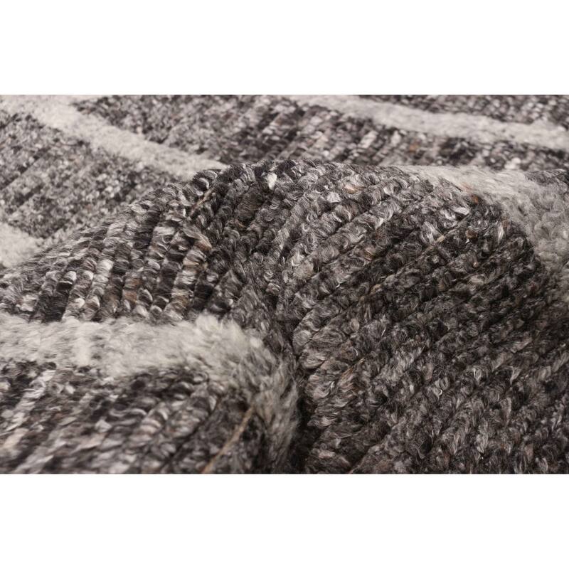 ECARPETGALLERY Hand-knotted Tangier Dark Grey Wool Rug - 8'2 x 10'0