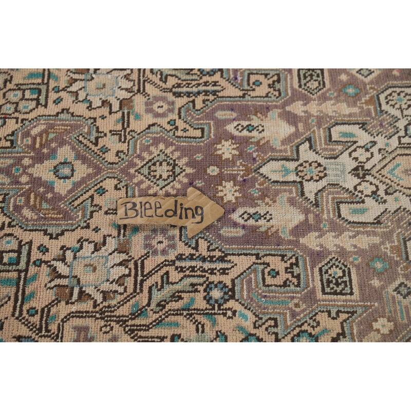 Geometric Tabriz Vintage Persian Area Rug Handmade Peach Wool Carpet - 6'5" x 9'5"