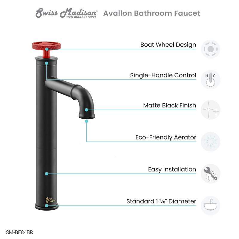 Swiss Madison SM-BF84 Avallon 1.2 GPM Single Hole Bathroom Faucet