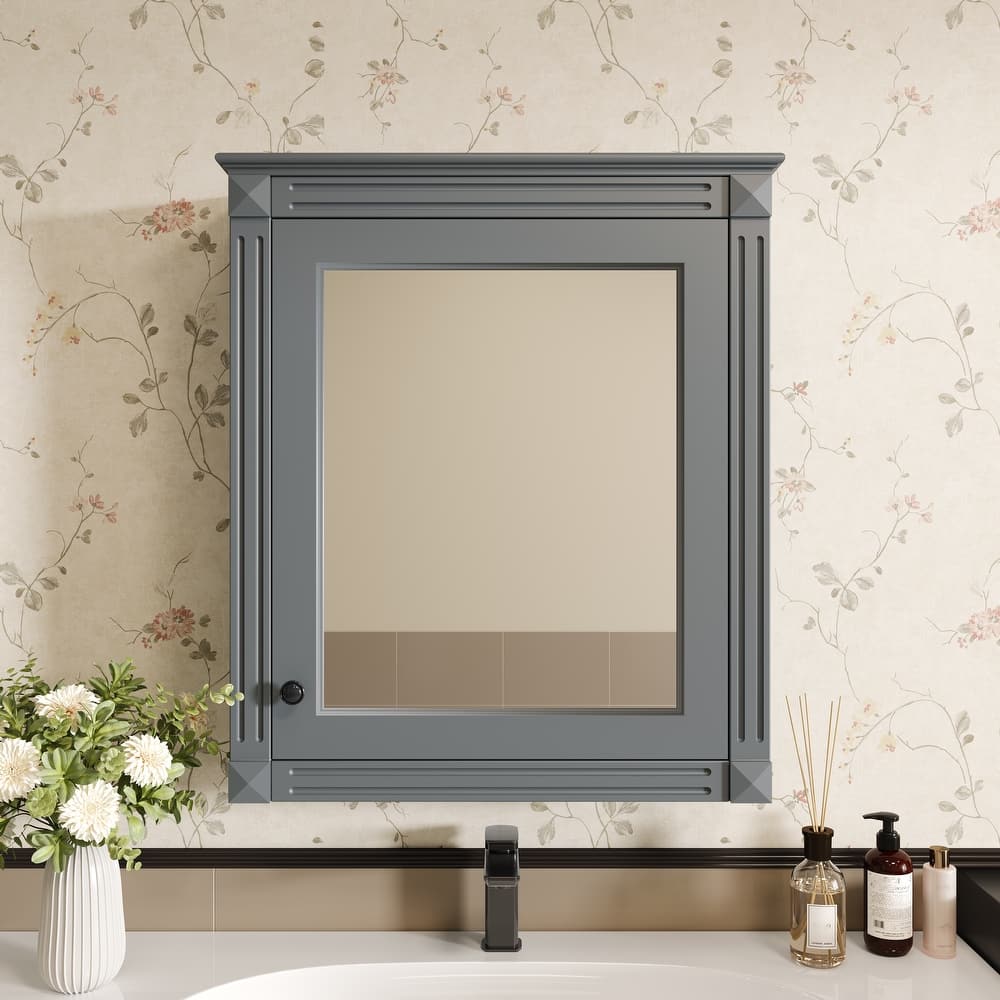 Bathroom Mirrored Cabinet, Wall Mounted Medicine Cabinet with Height Adjustable Shelf, Over the Toilet Cabinet