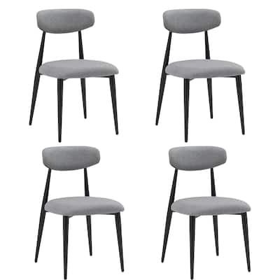 Modern Dining Chairs Set of 4, Gray Upholstered Dining Table Chair, Arc Back Accent Chairs, Living Room Lounge Chair