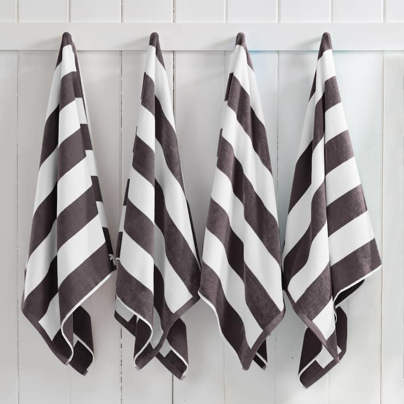 Linery & Co. Cotton Cabana Beach Towel, 4 Pack - 30" x 60" - 4 Pack- 30" x 60" - Charcoal Grey