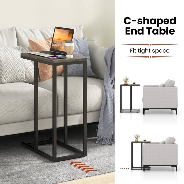 Metal Frame C End Table for Living Room Bedroom or Small Space