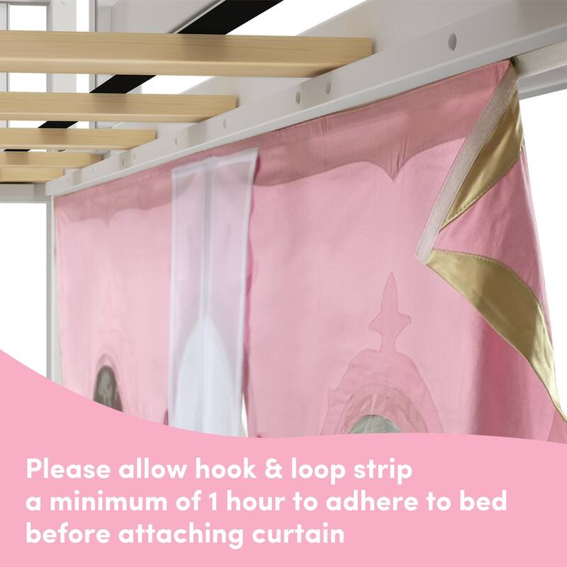 Max and Lily Classic Twin over Twin Low Bunk with Easy Slide and Curtain
