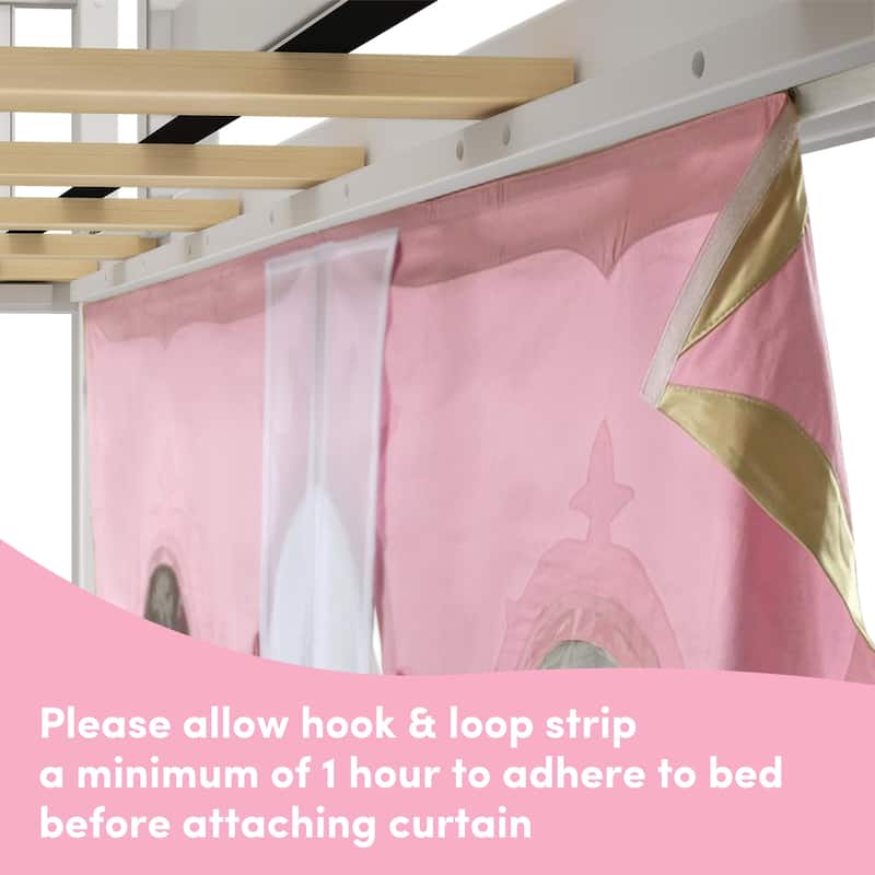 Twin Low Loft Bed with Slide & Princess Curtain