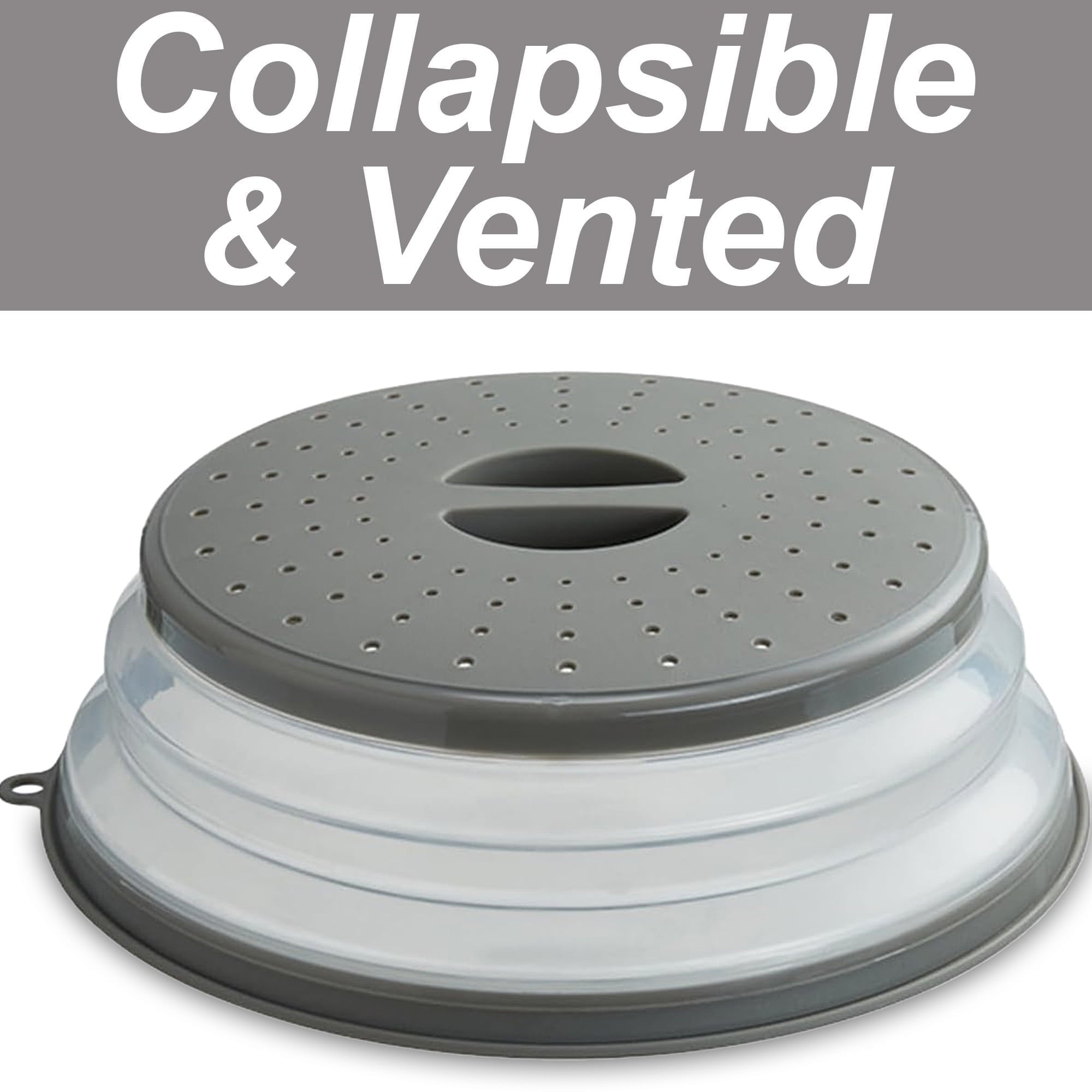 Collapsible Splatter Cover with Vented Lid, BPA-Free Silicone Microwave Plate Protector, 10.5x10.5x3 inch
