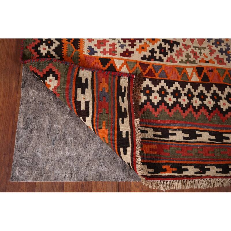 Vegetable Dye Kilim Qashqai Persian Rug Flatweave Wool Carpet - 4'11"x 7'6"