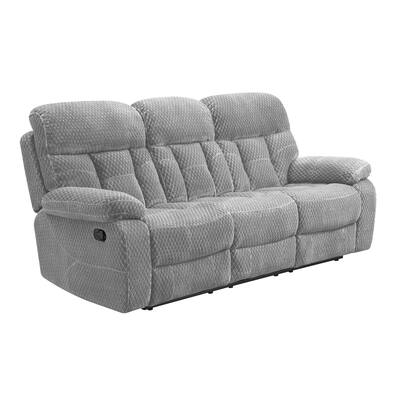 Charl 87 Inch Powered Dual Recliner Sofa, Tufted Backrests, Light Gray