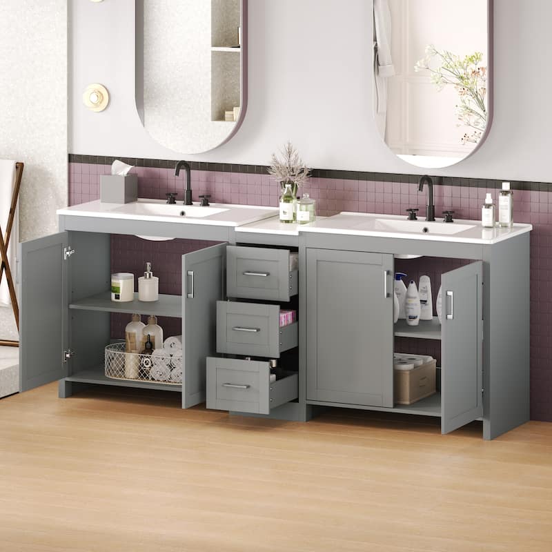 Christopher Knight Home - Vesper Ceramic Dual Sink 84" Vanity