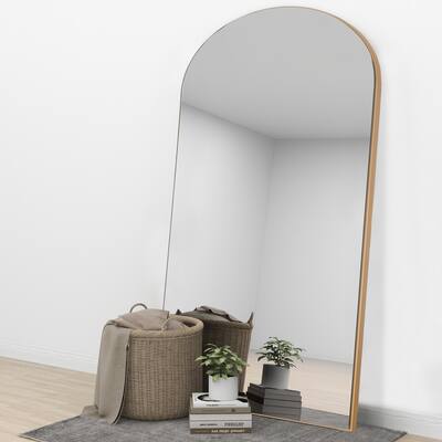 Arched Full Length Wooden Gold Framed Wall Mirror