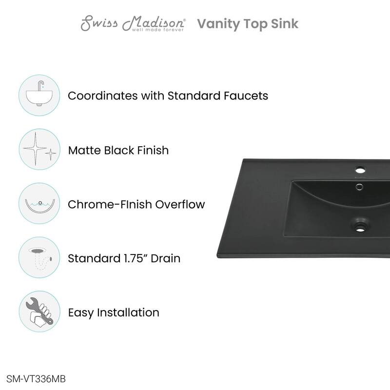 Swiss Madison SM-VT336 19" Ceramic Vanity Top