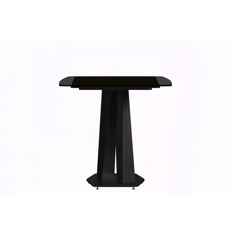 Voren Dining Table with Stone or Glass Tabletop in Black Steel Base