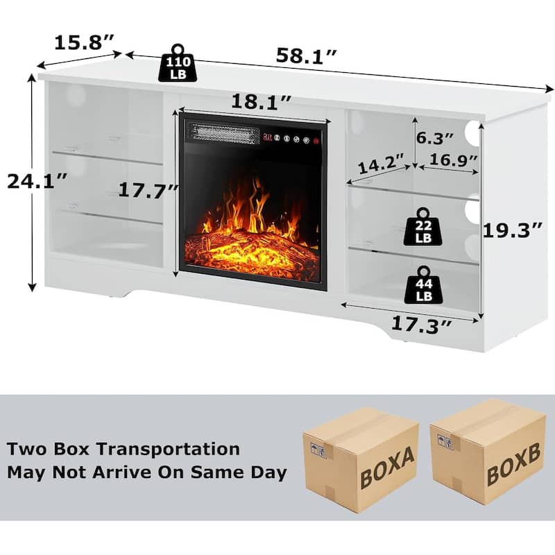 Bossin 58" Fireplace TV Stand with 18'' Electric Fireplace,Modern Entertainment Center for 65'' TVs,TV Cabinet