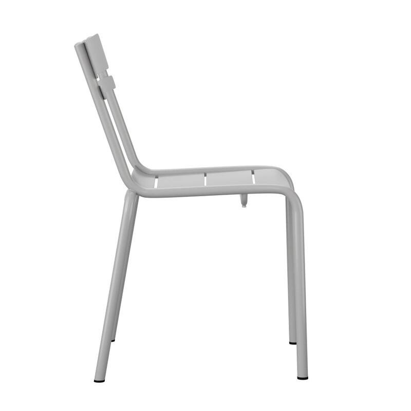 Modern Commercial Grade 2 Slat Indoor/Outdoor Steel Dining Chair