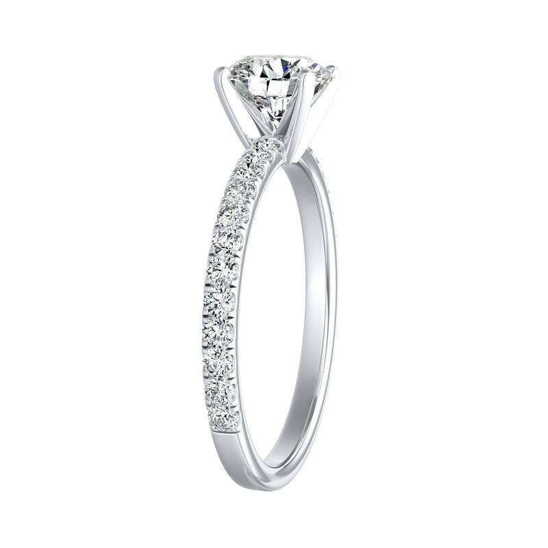 Auriya 14k Gold 1 1/2ct Moissanite and Diamond Engagement Ring 1/3ctw