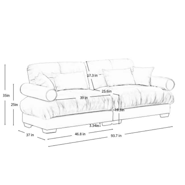 GDFStudio - Velvet 2-Seater 93.7" Loveseat with Bolstered Armrests