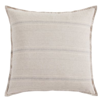 HiEnd Accents 100% French Flax Linen Variegated Stripe Euro Sham, 27"x27"