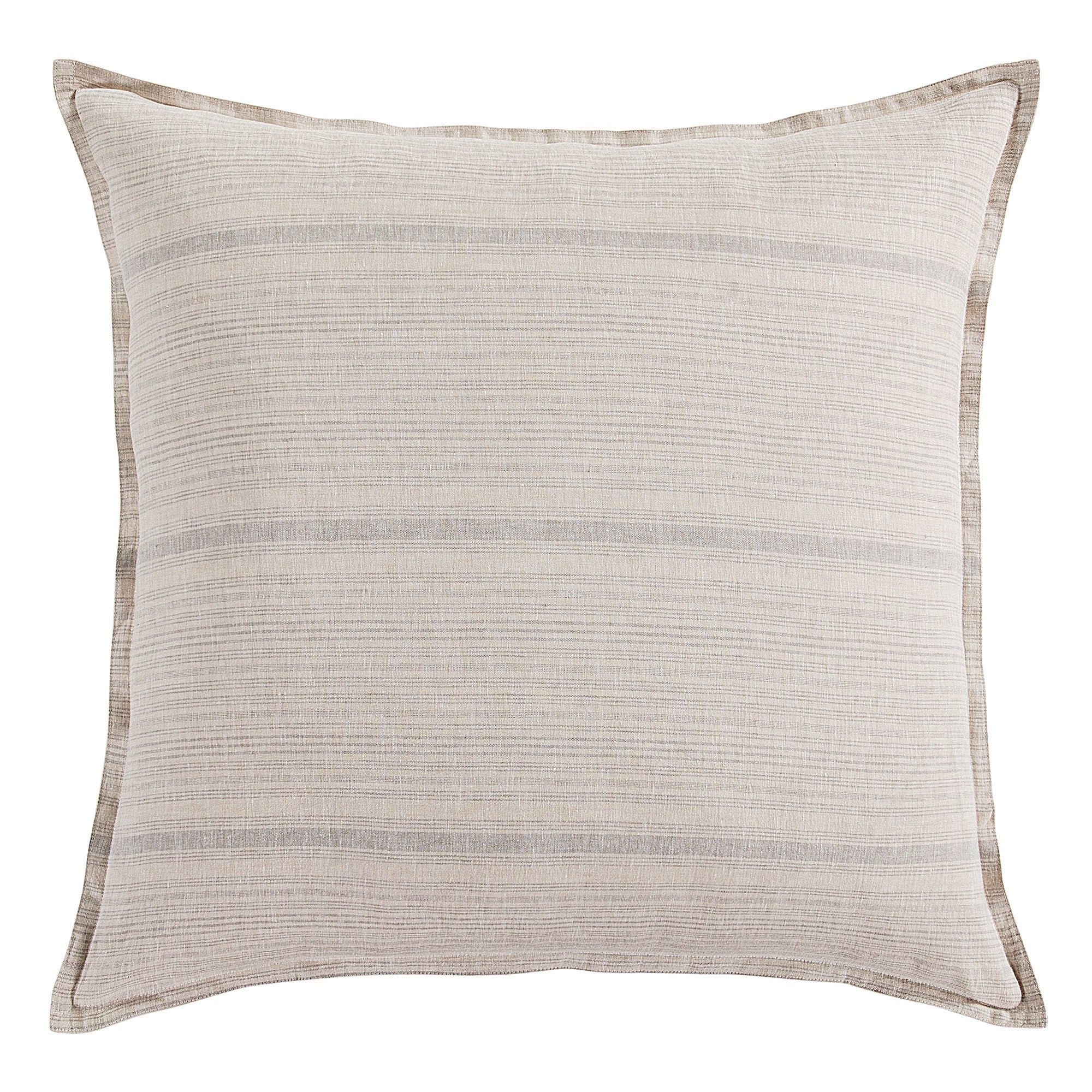 HiEnd Accents 100% French Flax Linen Variegated Stripe Euro Sham, 27"x27"