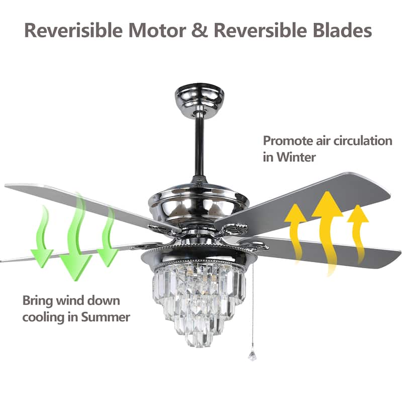 Belladepot 52" Crystal Reversible Ceiling Fan with Light Kit and Remote Control