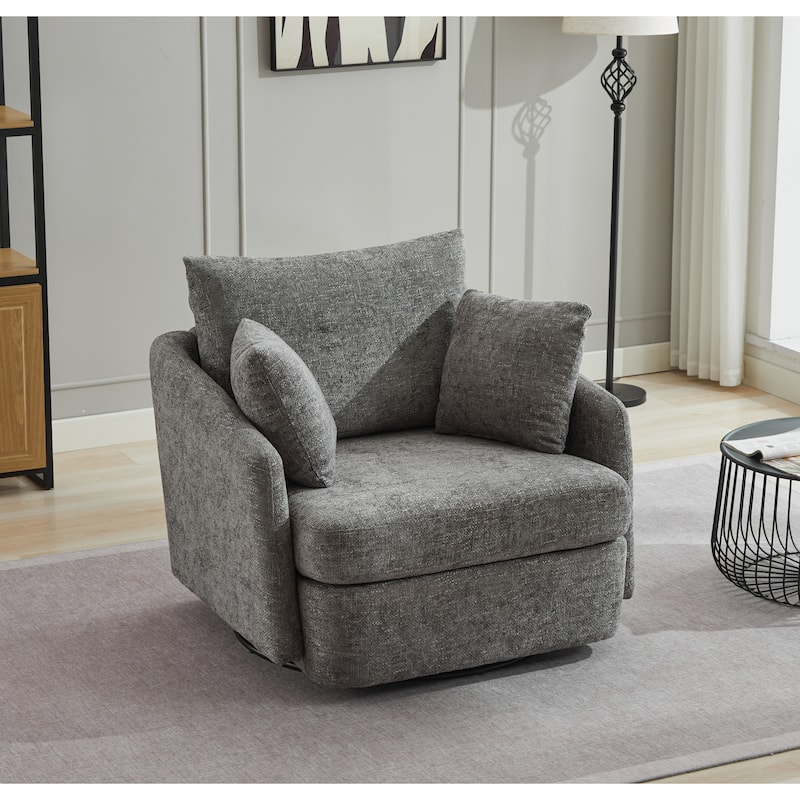 40.6" W Upholstered Swivel Accent Sofa Chair With Pillows