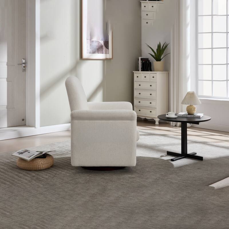 Swivel Accent Chair for Living Room, Modern Upholstered Armchair with Wood Base, Flared Arms for Bedroom Reading Waiting