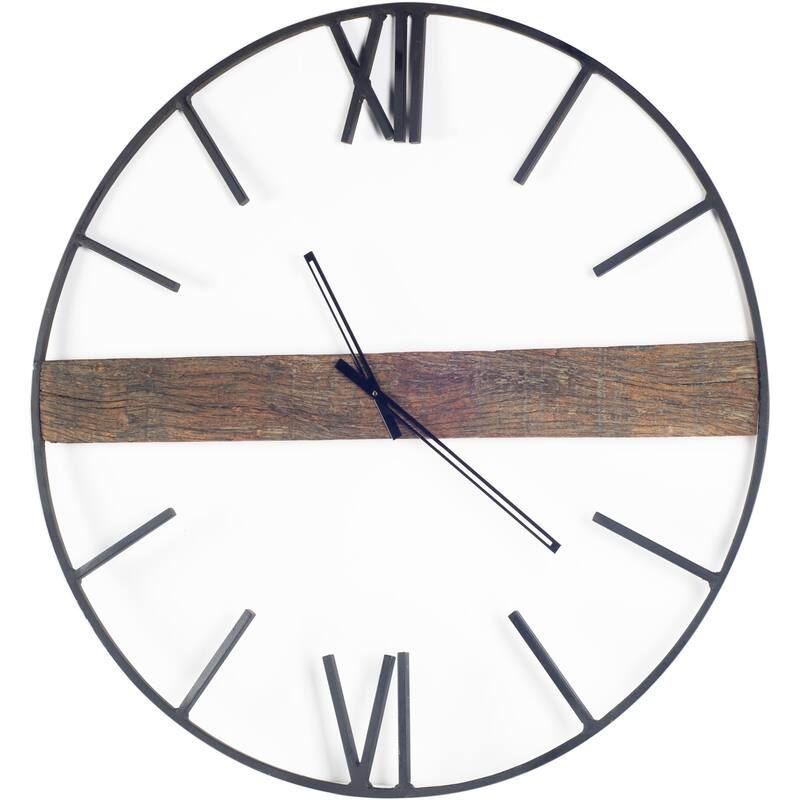 HomeRoots 2" Circle Black Metal Skeleton Wall Clock - 2