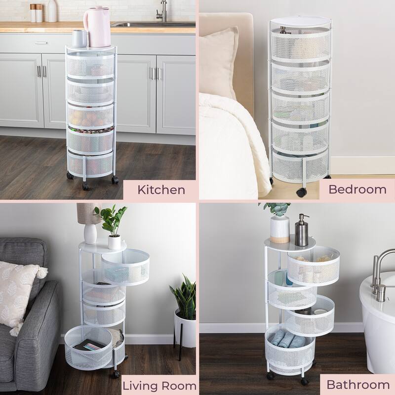 Home-Complete 5 Tier Kitchen Storage Rolling Cart with Wheels