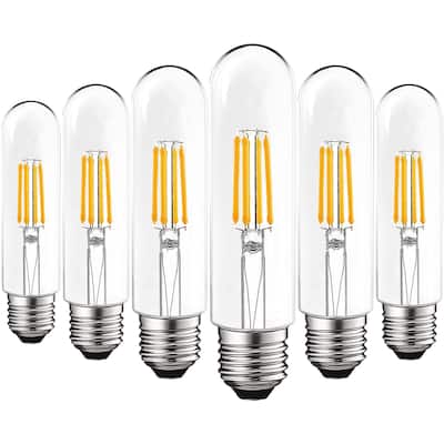 Luxrite 6 Pack T10 LED Bulb 5W=60W 3000K Soft White Edison Bulb 500 Lumens Tubular Light Bulb Damp Rated UL Listed E26