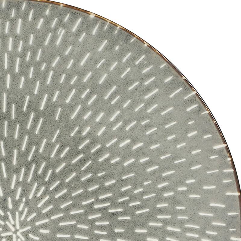 16 Piece Stoneware Dinnerware Set in Grey with Reactive Glaze