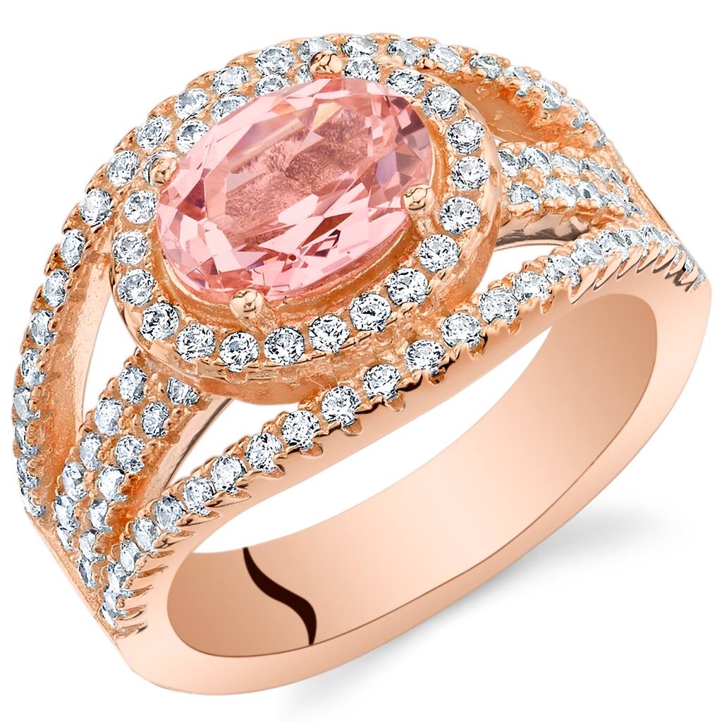 Rose Tone Sterling Silver 2.5 ct Created Morganite Ring