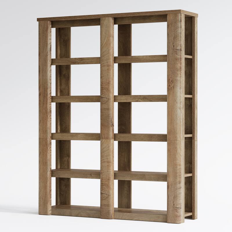 6-Tier Tall Bookshelf, 55-Inch Wide Farmhouse Bookcase Shelving Unit